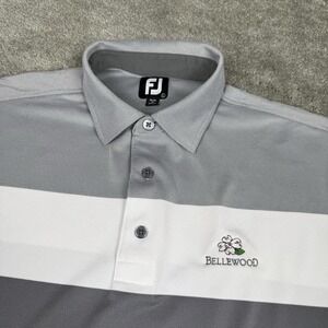FootJoy Polo Shirt Mens Large White‎ Gray Performance Stretch Bellewood Golf FJ